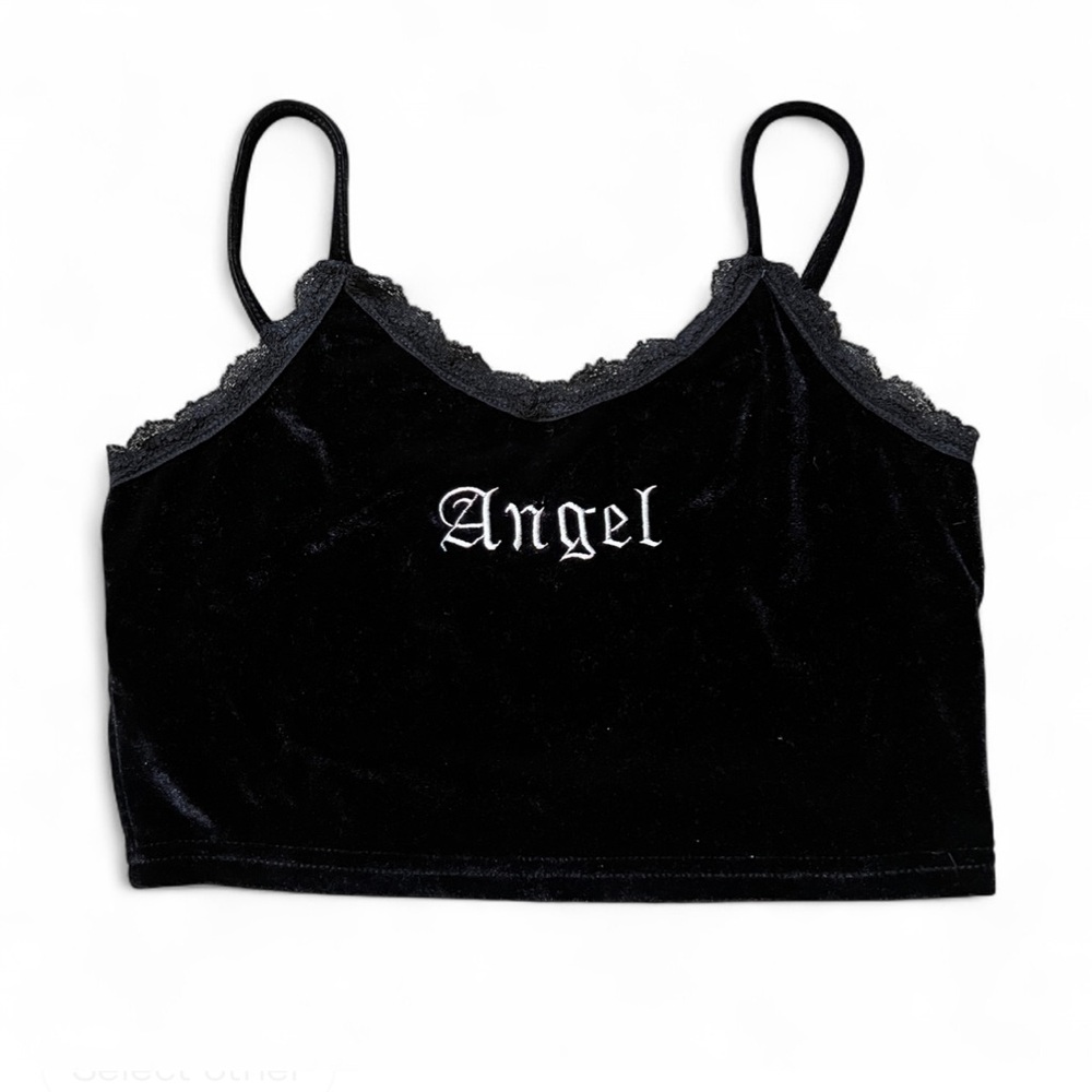 Faux Velvet “Angel” Crop Top